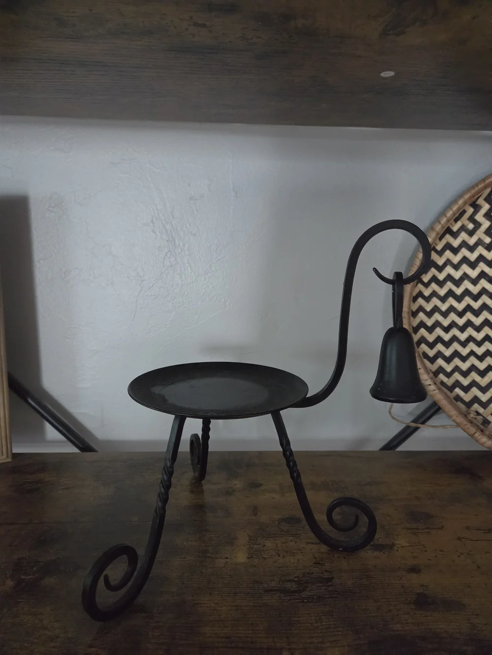 Craft Black Twisted Metal Candle Stand with Curled Legs